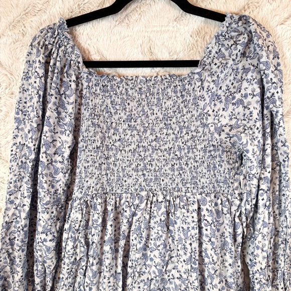 Old Navy Dress Womens Medium Mini Ditsy Floral Paisley Swing Blue Cottagecore - Picture 9 of 13